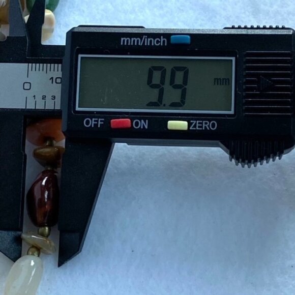 Artisan Natural Stone Beaded Boho 26" Boho Necklace Amber Colored Glass Pendant - Picture 15 of 16